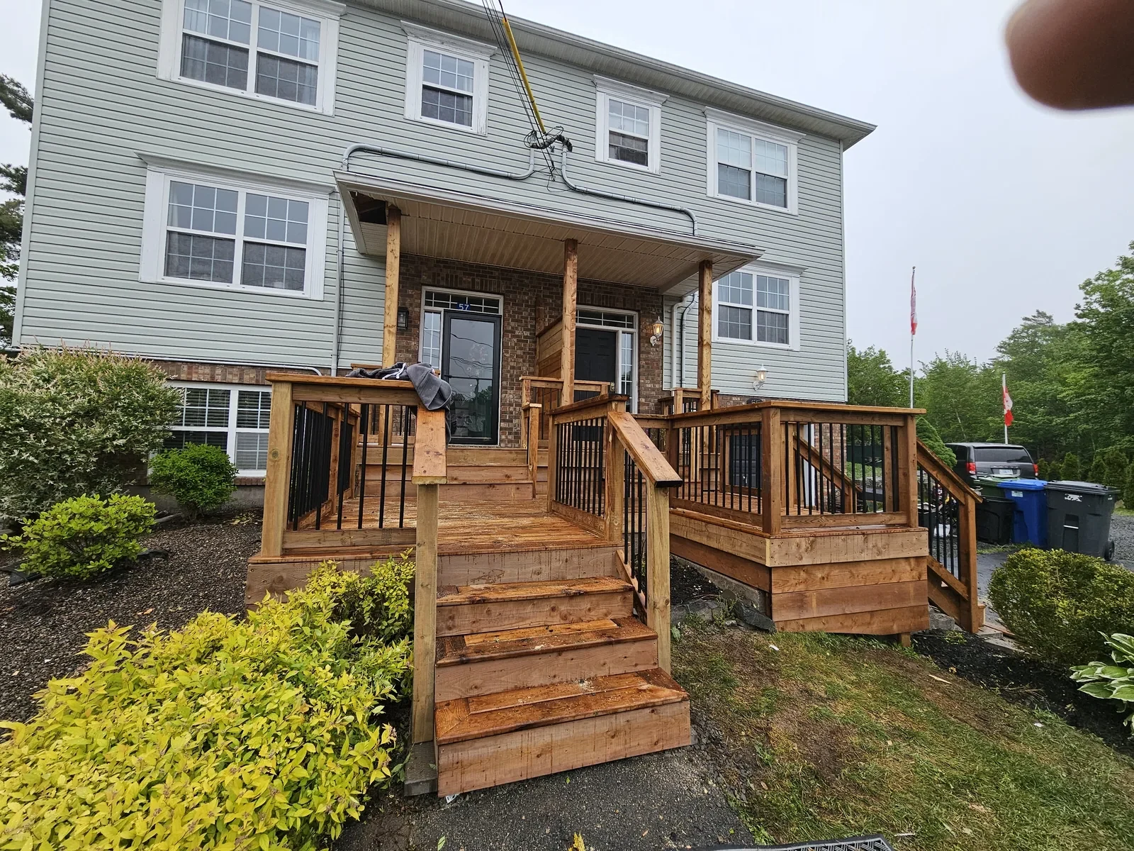 Deck framing and structure under construction